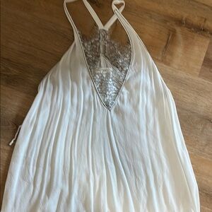 Mustard Seed White Tank Top with Silver Detail